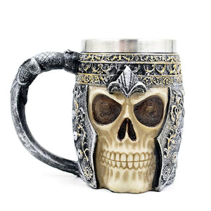 HIGH QUALITY HUMAN SKULL MUG FOR HIM DOUBLE WALL STAINLESS FANTASY GIFT - FREE SHIPPING